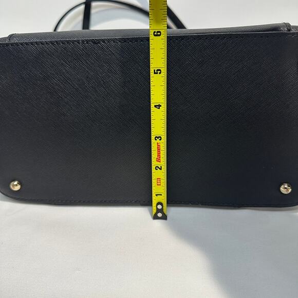 Karl Lagerfeld Black Saffiano Leather Tote Handbag Purse - Adjustable Straps - Picture 6 of 12